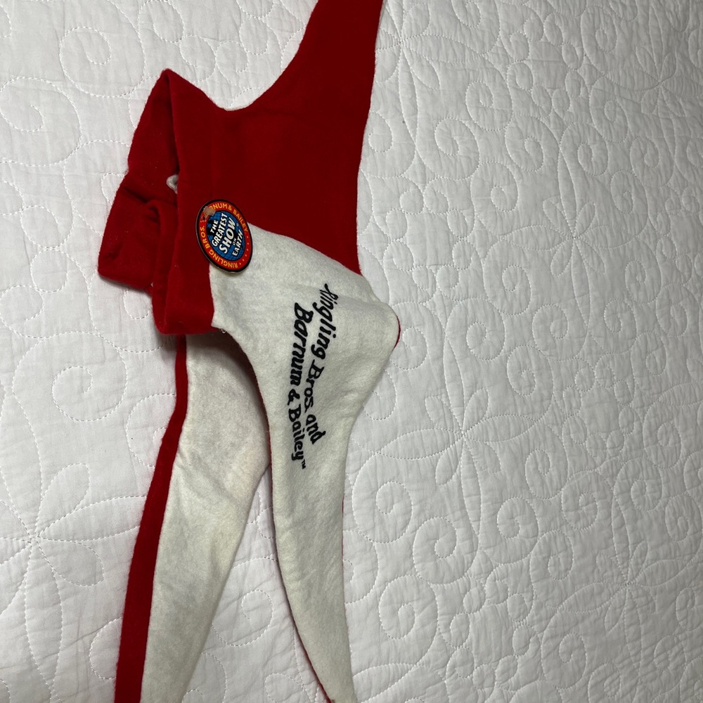 Ringlng Bros. Red and White Circus Jester hat